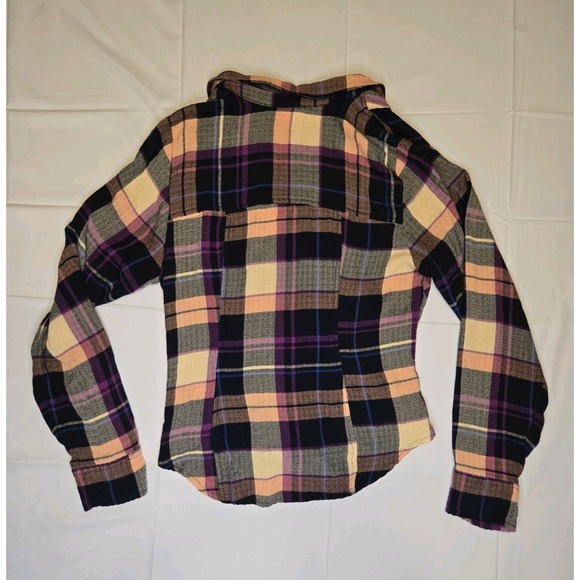 Pilcro Anthropologie Plaid Button-Down Shirt Ruched Front Long Sleeve Medium - Picture 7 of 8